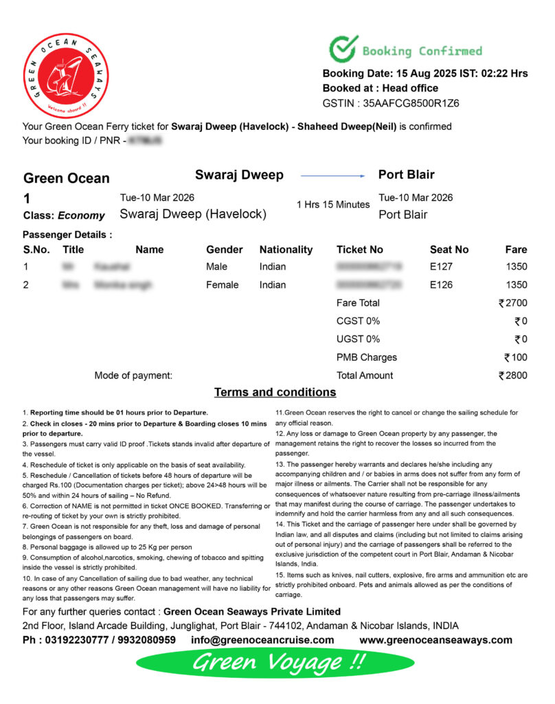 Green Ocean Havelock to Port Blair